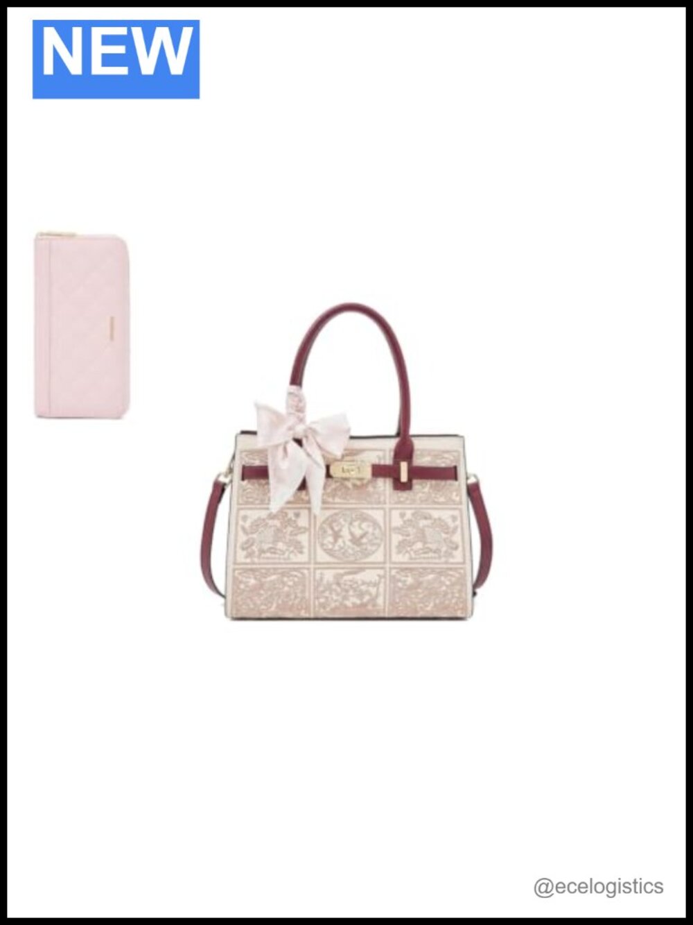 Medium Tote Bag with Detachable Strap and Leather Wallet Set